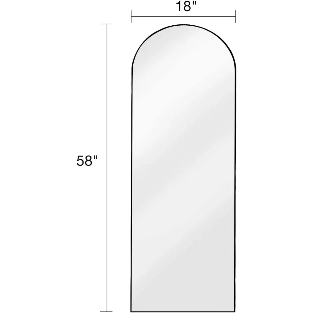 Comprimento total arqueou o espelho do assoalho, espelho preto parede, 58 "x 18"