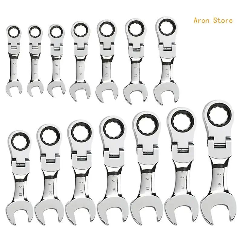 Quick Open Ratchet Wrenches 72Tooth Gear Flexible Head Hand Ratcheting Wrenches for Vehicle and Nut Repair Tool