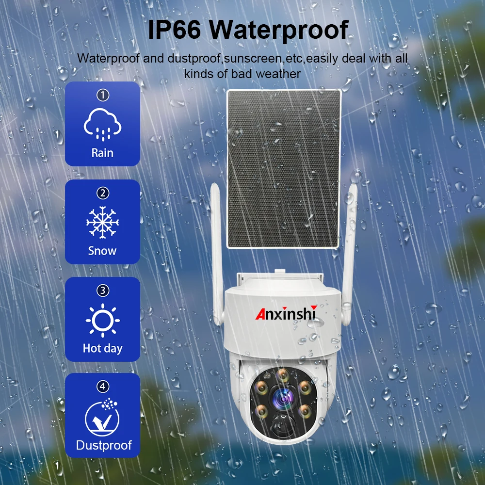 Anxinshi 8CH CCTV Solar System 4MP Resolution HD Built In Wi-Fi Support Human Detection Solar Security Camera Cloud Base
