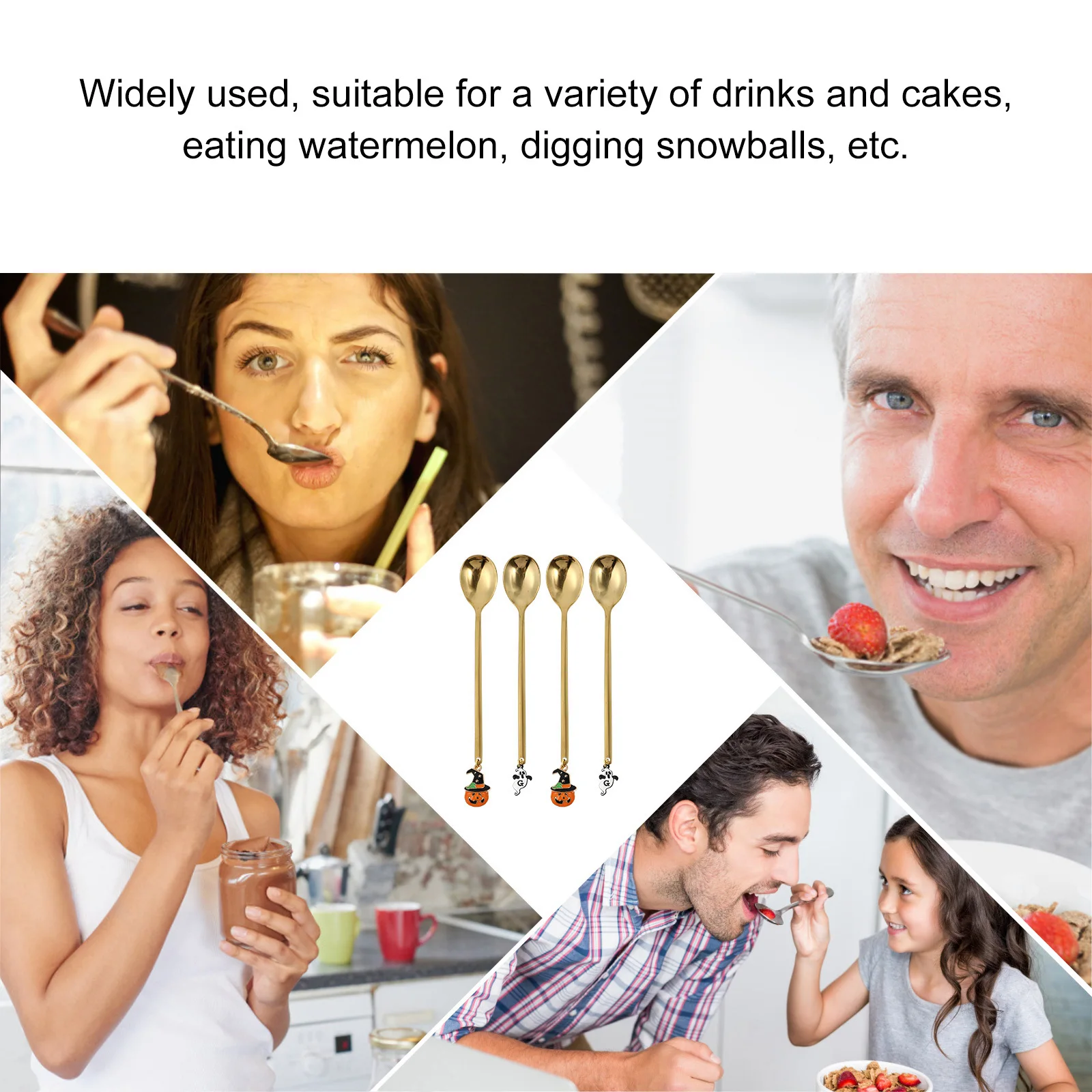 4 قطعة ملاعق اليقطين الهالوين الفولاذ المقاوم للصدأ الحلوى المجارف اثارة خلط ملاعق للقهوة كعكة البطيخ جمع الحفلات #4
