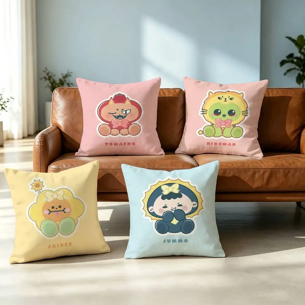 GMMTV Mascots-B Fandom Characters Pillow Case Square Double-Sided Sofa Cushion Cover Bedroom Bedside Pillow Gift