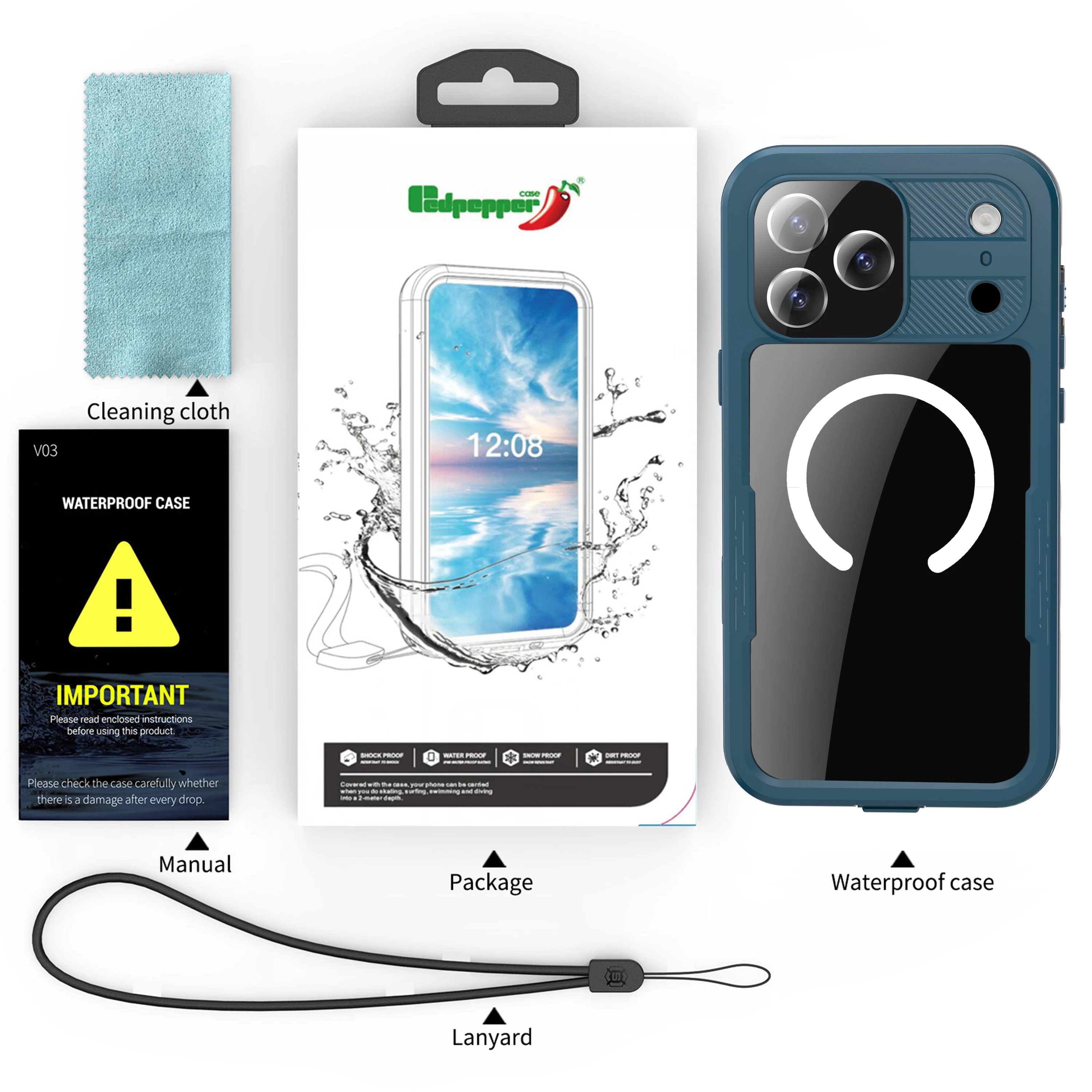 Shellbox IP68 magnetische wasserdichte Handyhülle zum Schwimmen und Tauchen – kompatibel mit iPhone 17/17AIR/17Pro/17Promax