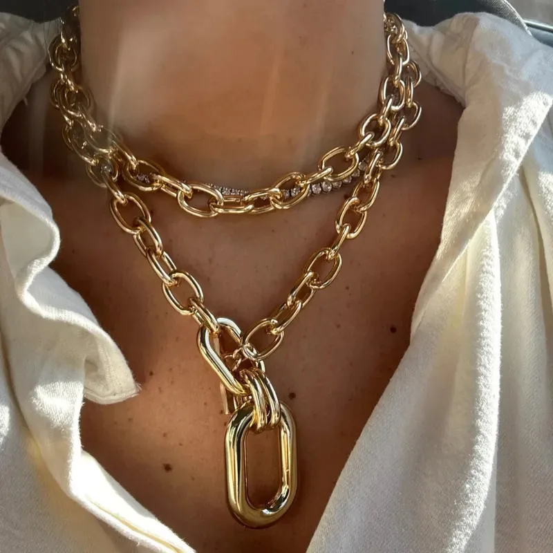 

Found Form Trendy Thick Chain Necklace Women Gold Color Exaggerated Collar Choker Ladies Daily Party Luxury Jewelry Accessory