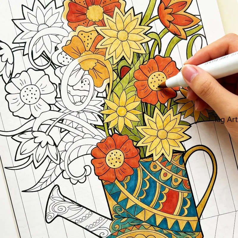 A Hand Drawn Book For Adults To Relieve Anxiety And Calm Down, Animal/Castle/Flower Mandala Theme, Coloring Book, A Good Gift