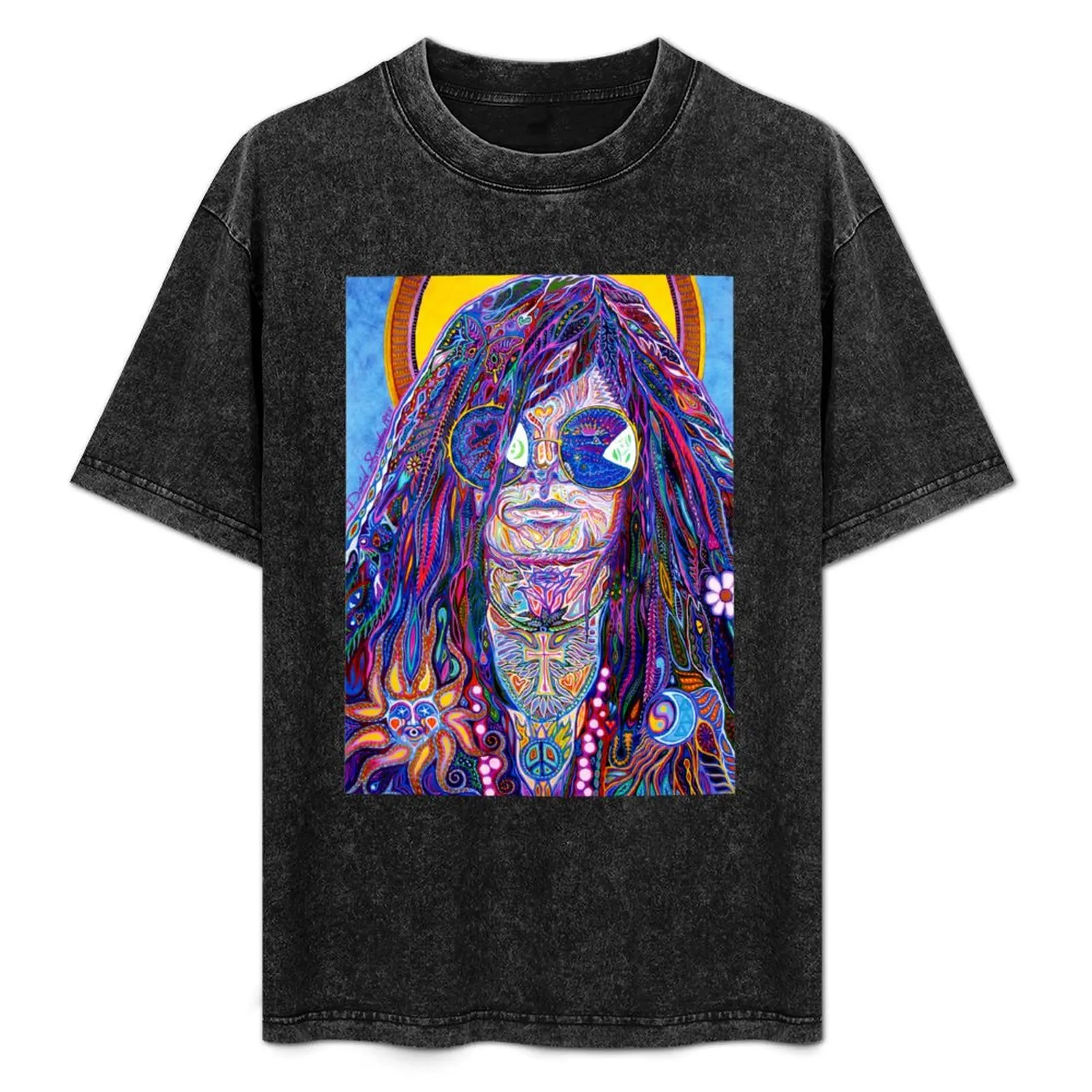 

Sun Goddess Blues Rock Portrait T-Shirt Independence Day Short Sleeve T-Shirt