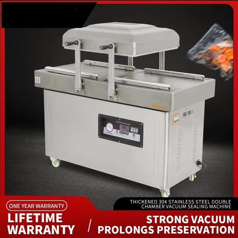 DZ-700 Electric One-Piece 304 Stainless Steel Double Chamber Vacuum Sealer Machine for Food Meat Fruit Vegetable Foil