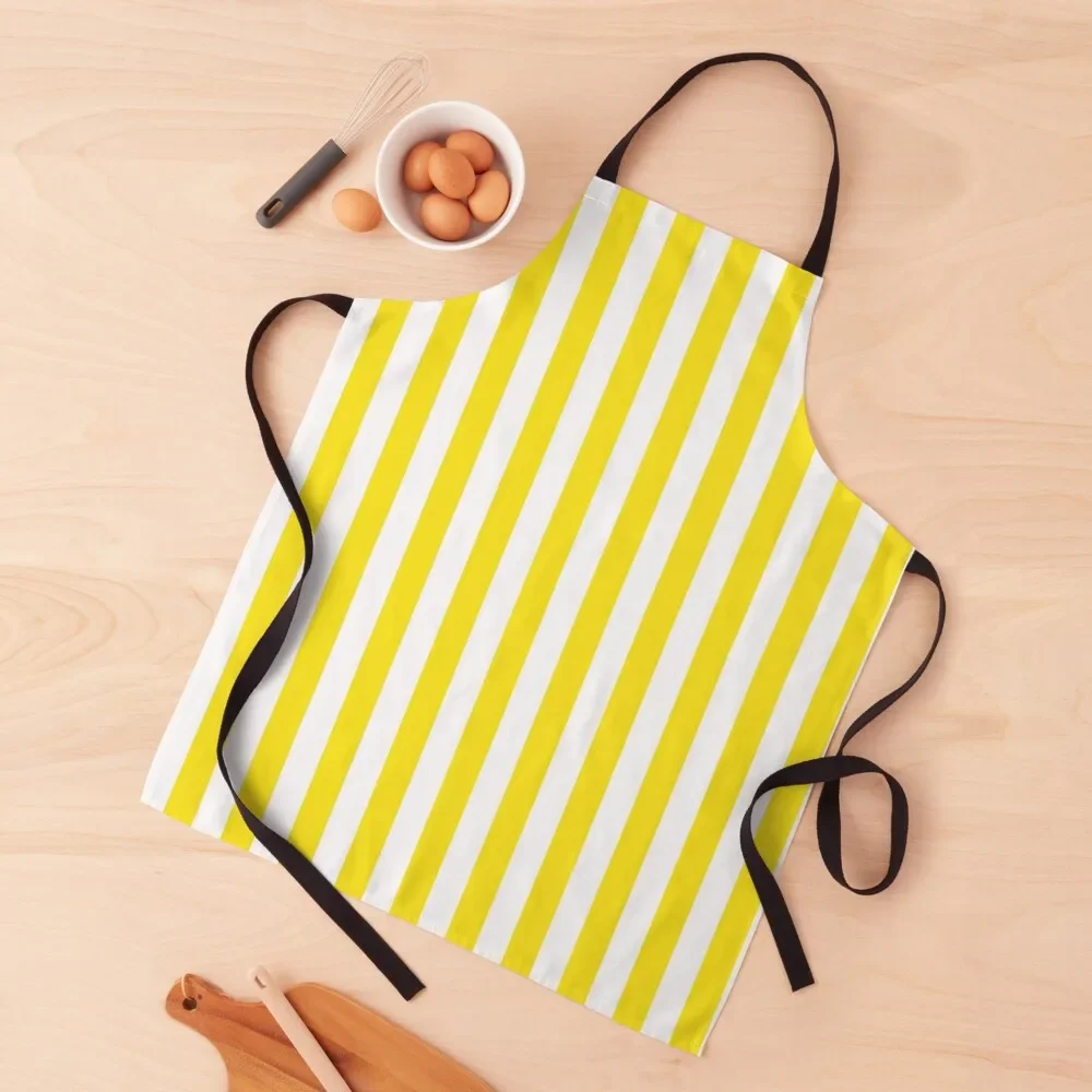 

Yellow and White Deckchair Stripe Pattern Apron Chef Accessory Restaurant kitchen jacket woman Apron