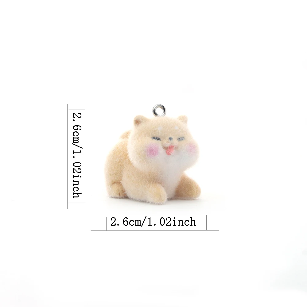 30pcs 3D Flocking Animal Charms Cartoon Puppy Pendants for Necklaces Earrings Handmade Making DIY Jewelry Accessories Supplies