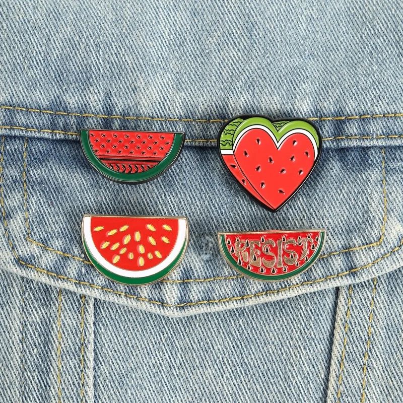 Love World Peace Emaille-Pins, Cartoon-Wassermelonen-Broschen, herzförmige Anstecknadeln, Schmuck, Geschenk für Freunde