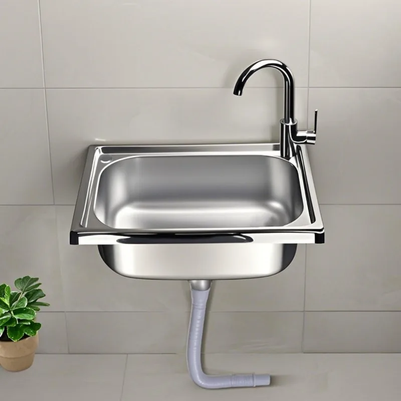 Wall Mounted Kitchen Sinks Stainless Steel Triangular Basin Holder for Kitchen/Bathroom Single Hanging for Washing Space Saving