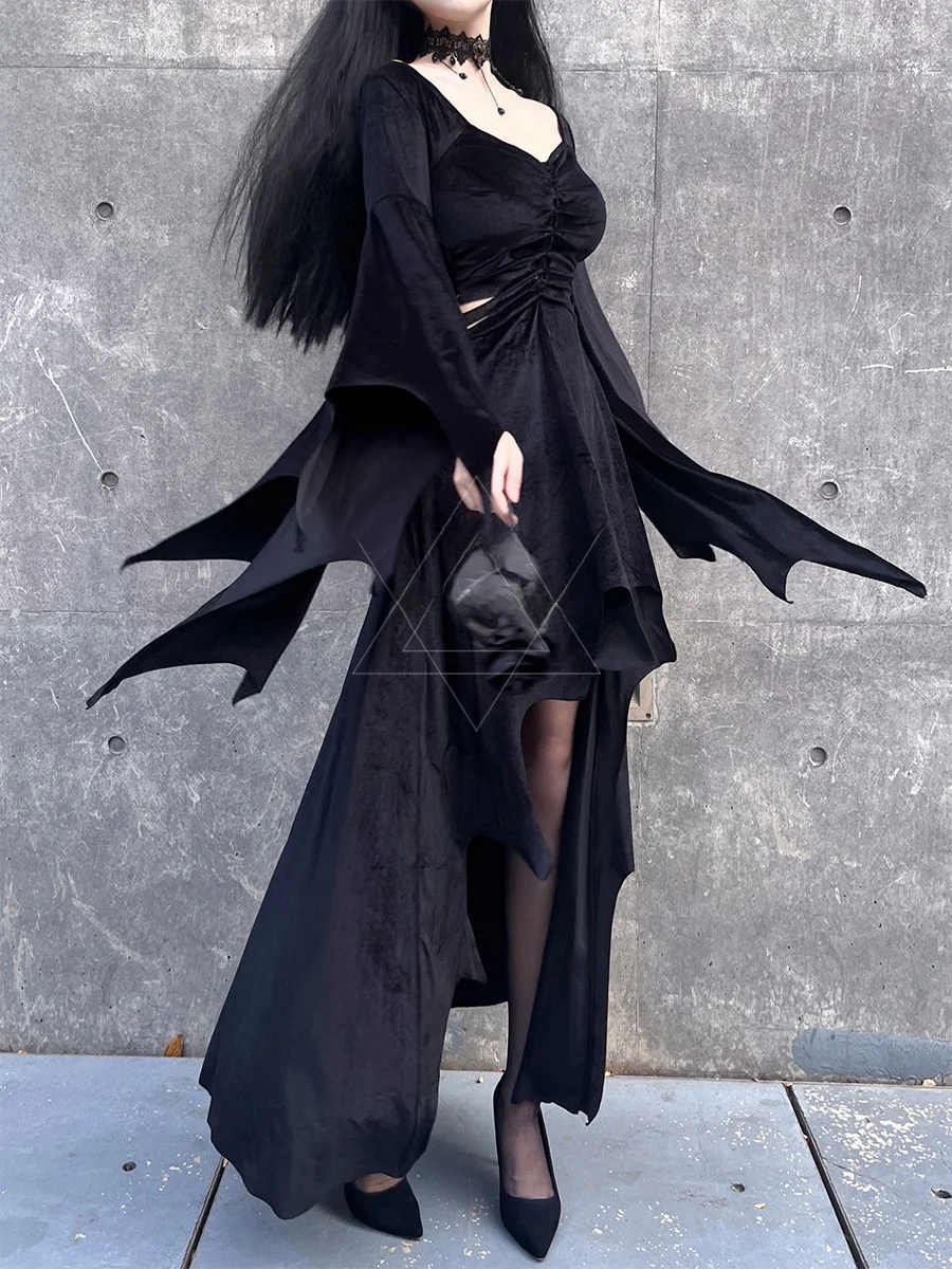 loween Gonna lunga attillata con pipistrello Sve Costume da ballo per performance cosplay Abito da palcoscenico Faion da donna