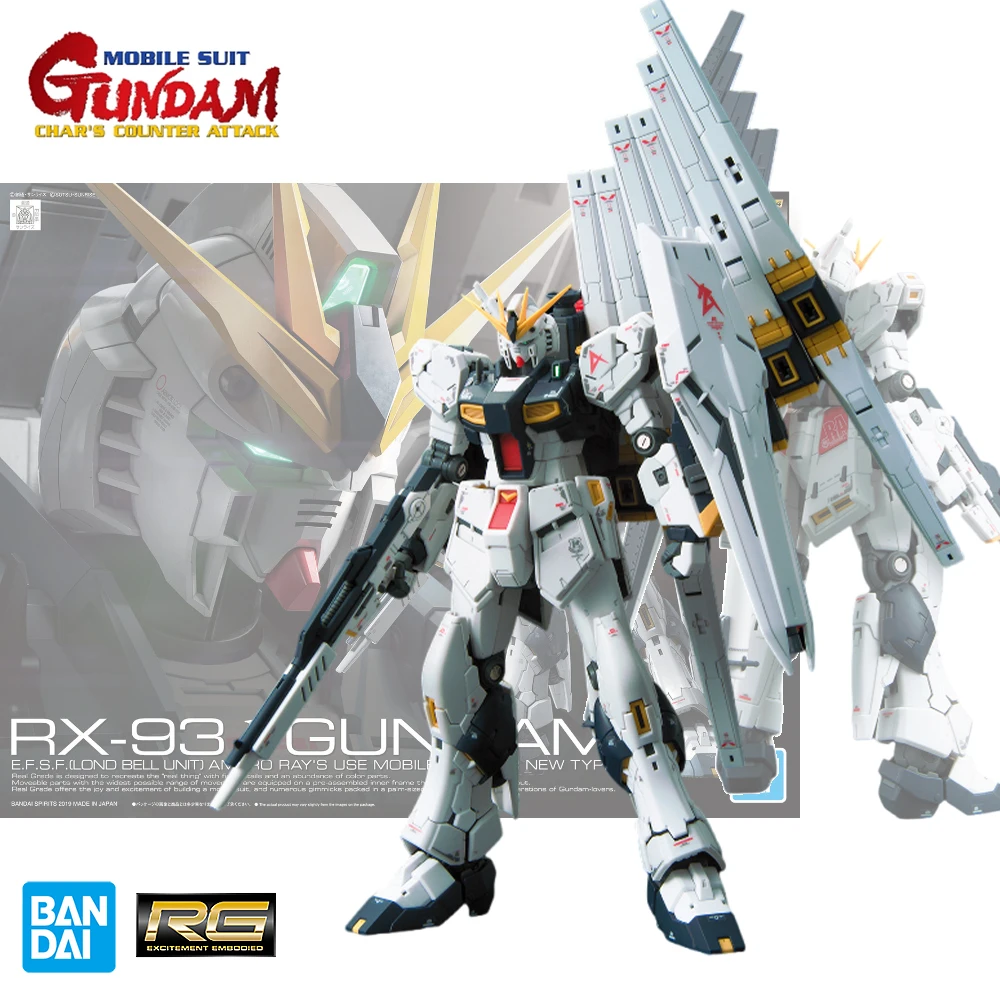 

Bandai Genuine GUNDAM RG 1/144 RX-93 Nu GUNDAM Anime Action Figure Assembly Toys Collectible Model Decorative Toy Gifts