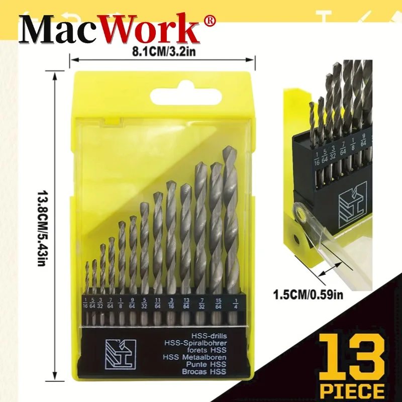13 PCS Bit Set Twist Drill  for Drilling Holes with Drill Bits Toughbuilt Mechanical Bore Bit