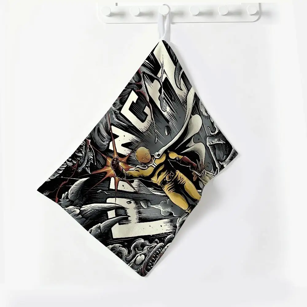 One P-Punch S-Saitama M-Man Hanging Polyester Cotton Towel, Reusable Hand Wiping Cloth, Wear Resistant for Home Kitchen Sink