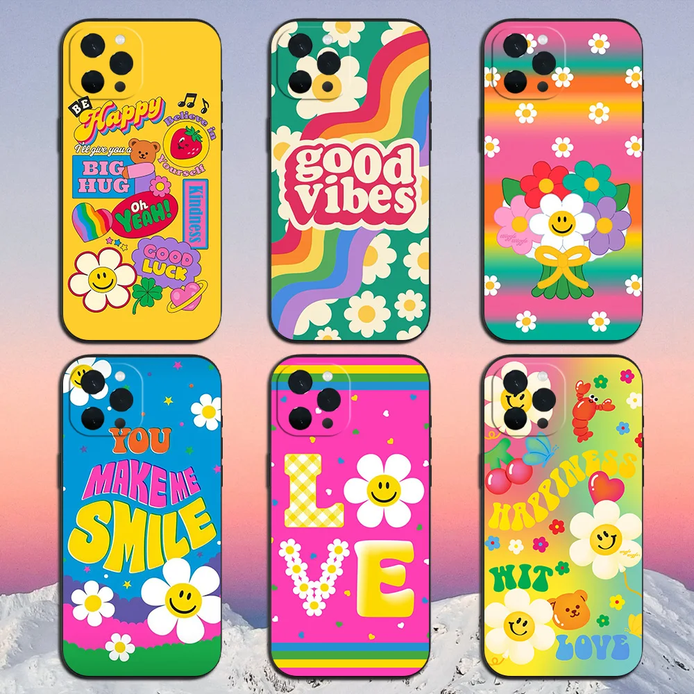 W-Wiggle Wiggles Smile Flower Phone Case for iPhone 11 12 13 14 15 16 Max Pro Plus Soft Shell