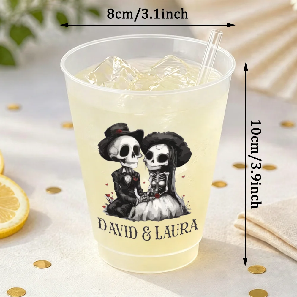 Personalized 2Pcs Til Death Do Us Part Frosted Cups Gothic Skeleton Wedding Supplies Bachelorette Favors Bride Tribe Drinkware