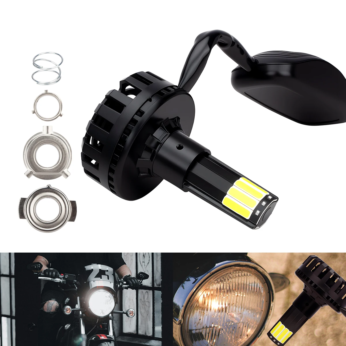 

1PC Motorcycle Headlight Fog Light COB Chip Hi/Lo Beam Lamp 8SMD Daytime Running Light White Motorcycle Accessories with 3 Snap
