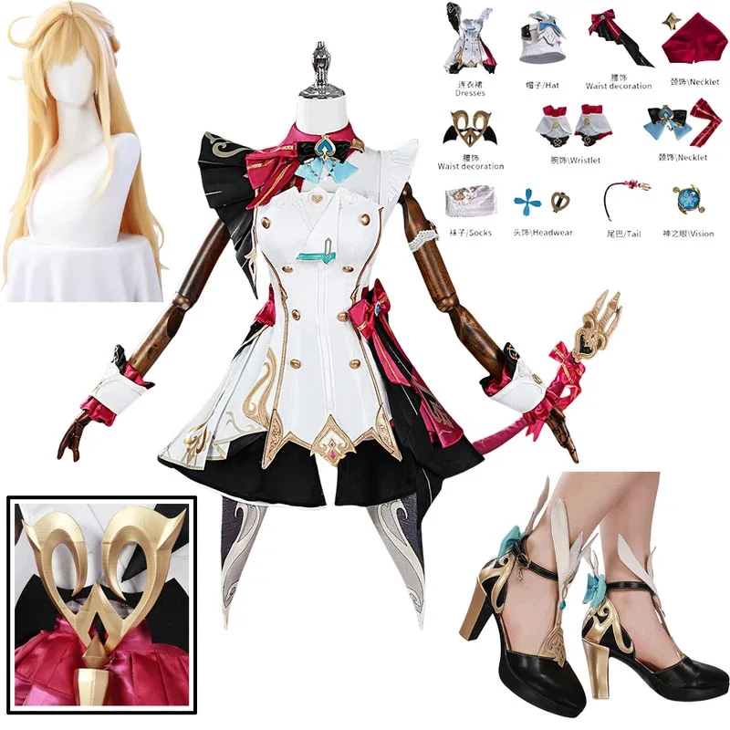 

Game Genshin Impact Escoffier Cosplay Costume Outfit Dress Women Carnival Halloween Animation Party Wig Shoes Prop Suits