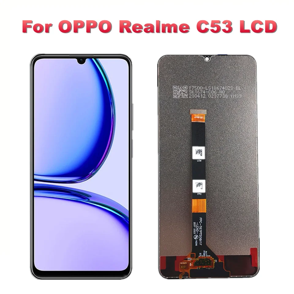 Pantalla LCD de 6.74" para Realme C53 RMX3760, con táctil y marco 3