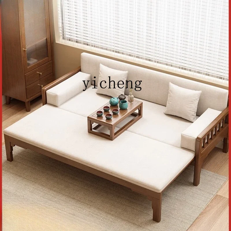 Zf Bed with Rollers Table-Chair Set Small Apartment Retractable Bed Log Sofa Bed Dual-Use
