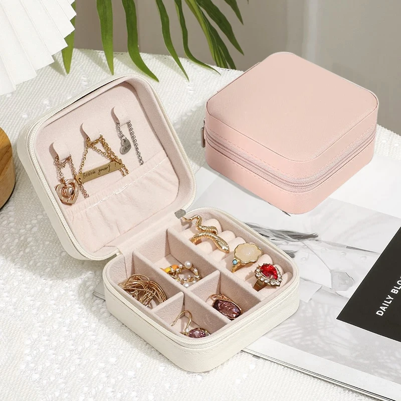 

1 шт. мини-шкатулка для драгоценностей, портативная дорожная коробка для хранения на молнии, классификационные кольца, серьги, ожерелья и т. д., украшение дома, новогодние подарки, подарки на День святого Валентина, женские подарки