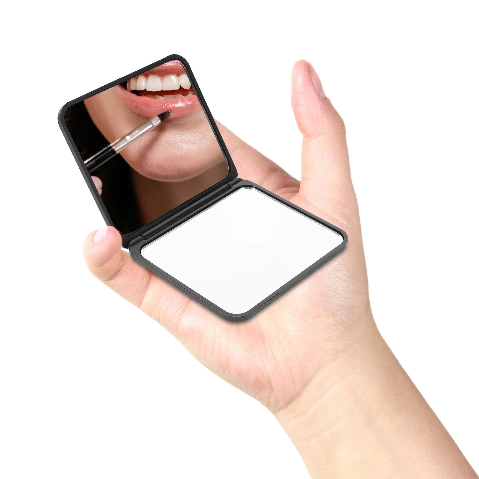 2 szt. Mini lusterko do makijażu, przenośne składane lusterko kompaktowe podróżne do retuszów na wynos, prezent dla kobiet