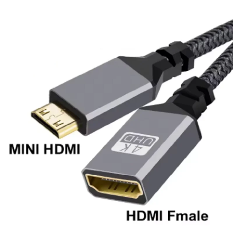 20cm 4K Mini HDMI Male to HDMI Female Cable Mini HDMI-compatible Cable HD HDVT Video Cable Camera Tablet DSLR Connection Cable