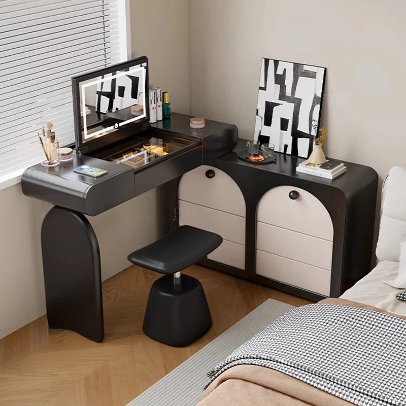 Flip Nordic Led Vanity Tables Storage Stool Folding Unique White Makeup Dresser Girl Black Luxury Coiffeuse De Chambre Furniture