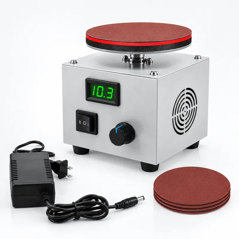150W Mini Electric 4 Inch Disc Sander Multi-function Polishing Grinder Adjustable Speed Surface Polisher Machine With LCD
