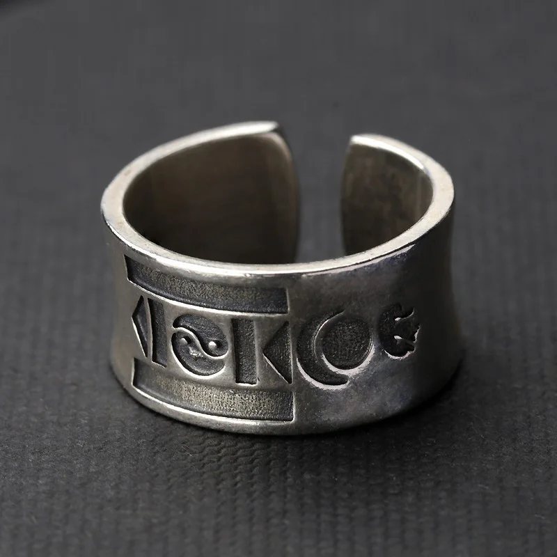 Retro SOYOMBO Mongolian Ring For Men Silver Color Punk Gothic Open Ring Handmade Blessing Jewelry Unisex Accessories Lovers Gift