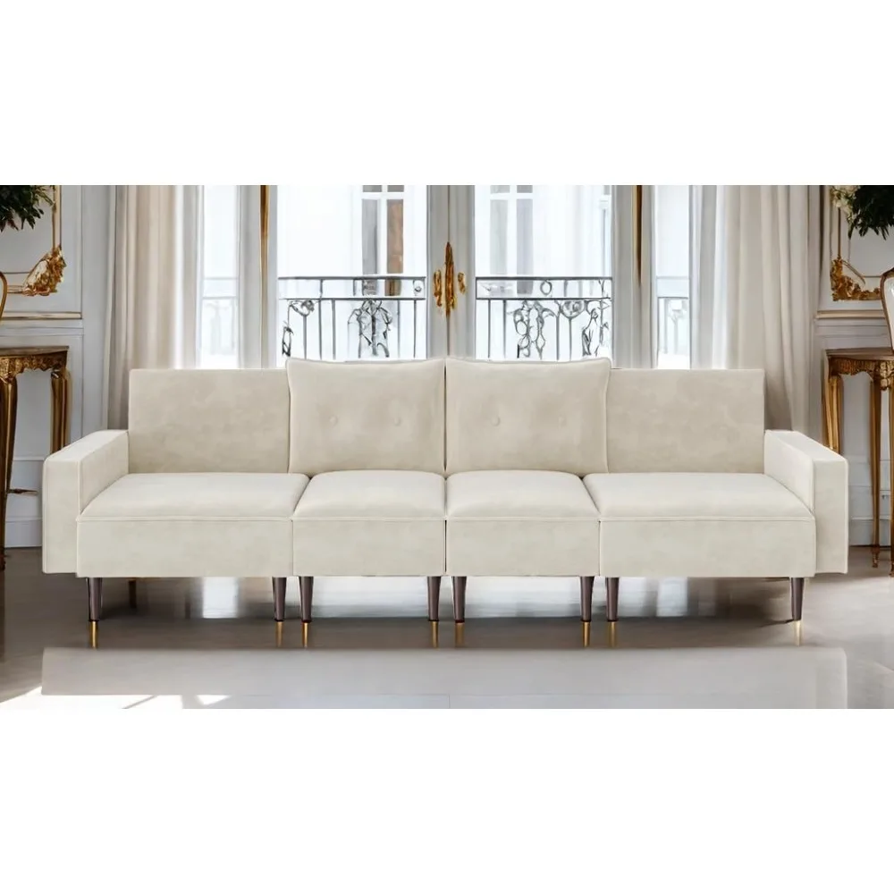 

Modular Sectional Convertible Sofa for Small Space, Flexible Combination Corner Couch with Ottoman, Modern Velvet Fabric