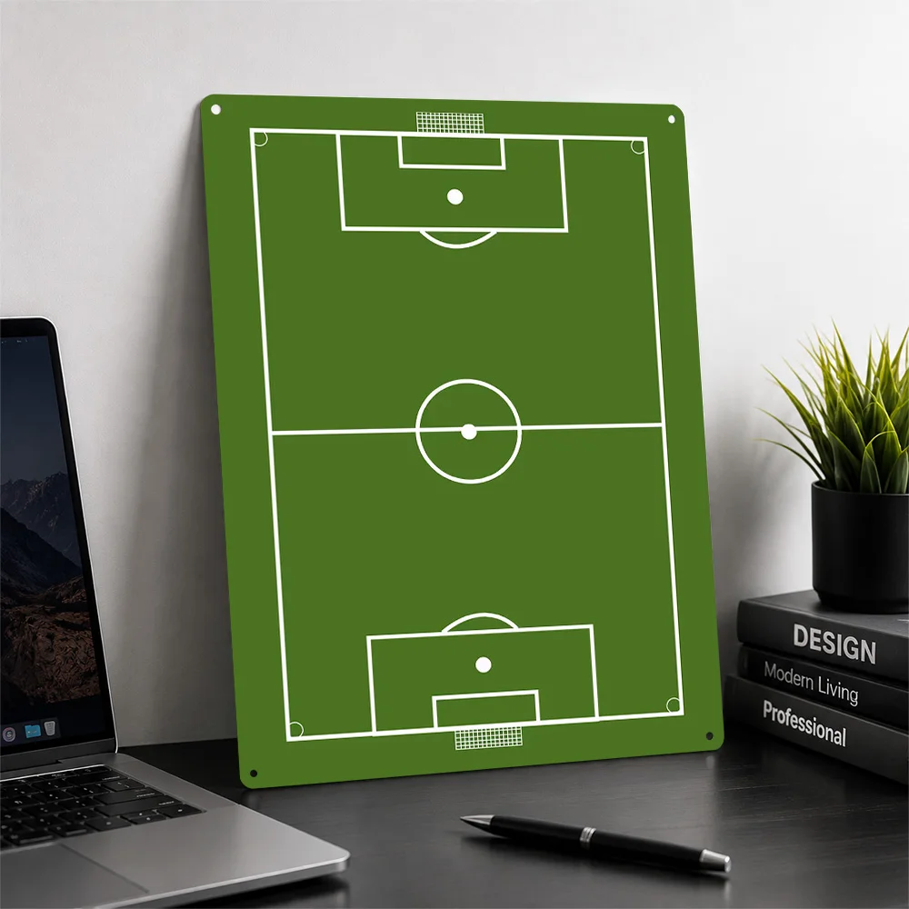Soccer Field Diagram Poster Retro 3D Printed Metal Signs Customized Wall Hanging Gift for Decoration Room Ornaments Office Decor