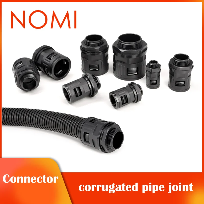 Corrugated Pipe Connectors AD 10/13/15.8/18.5 - 34.5mm Nylon Insulated Joints for Automotive Wire Harness Motor Cable Protection