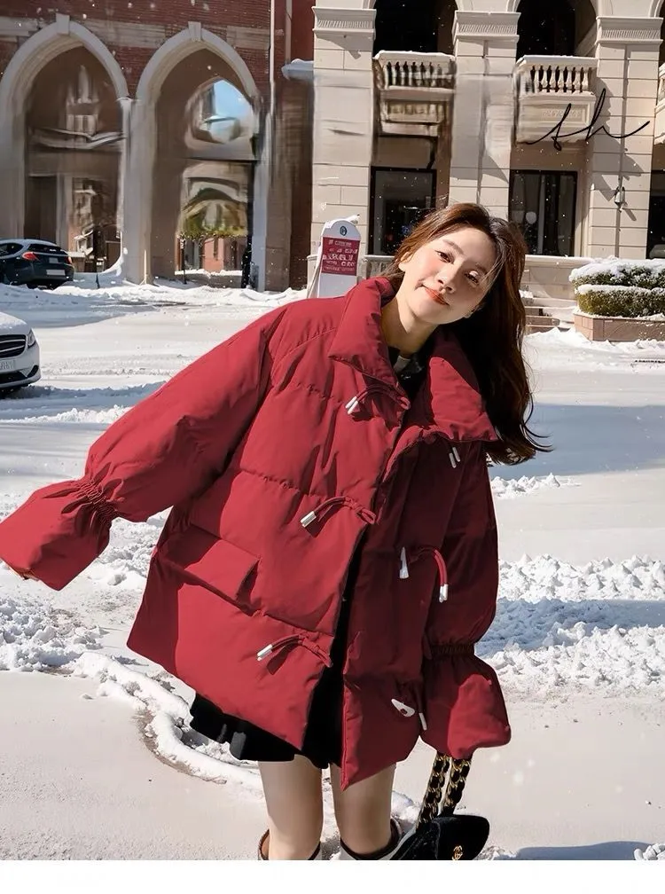 

Женская зимняя куртка-парка Puffer Parkas в японском стиле Harajuku Kawaii, городская, однотонная черная, водонепроницаемая, свободного кроя, оверсайз, для создания зимнего образа