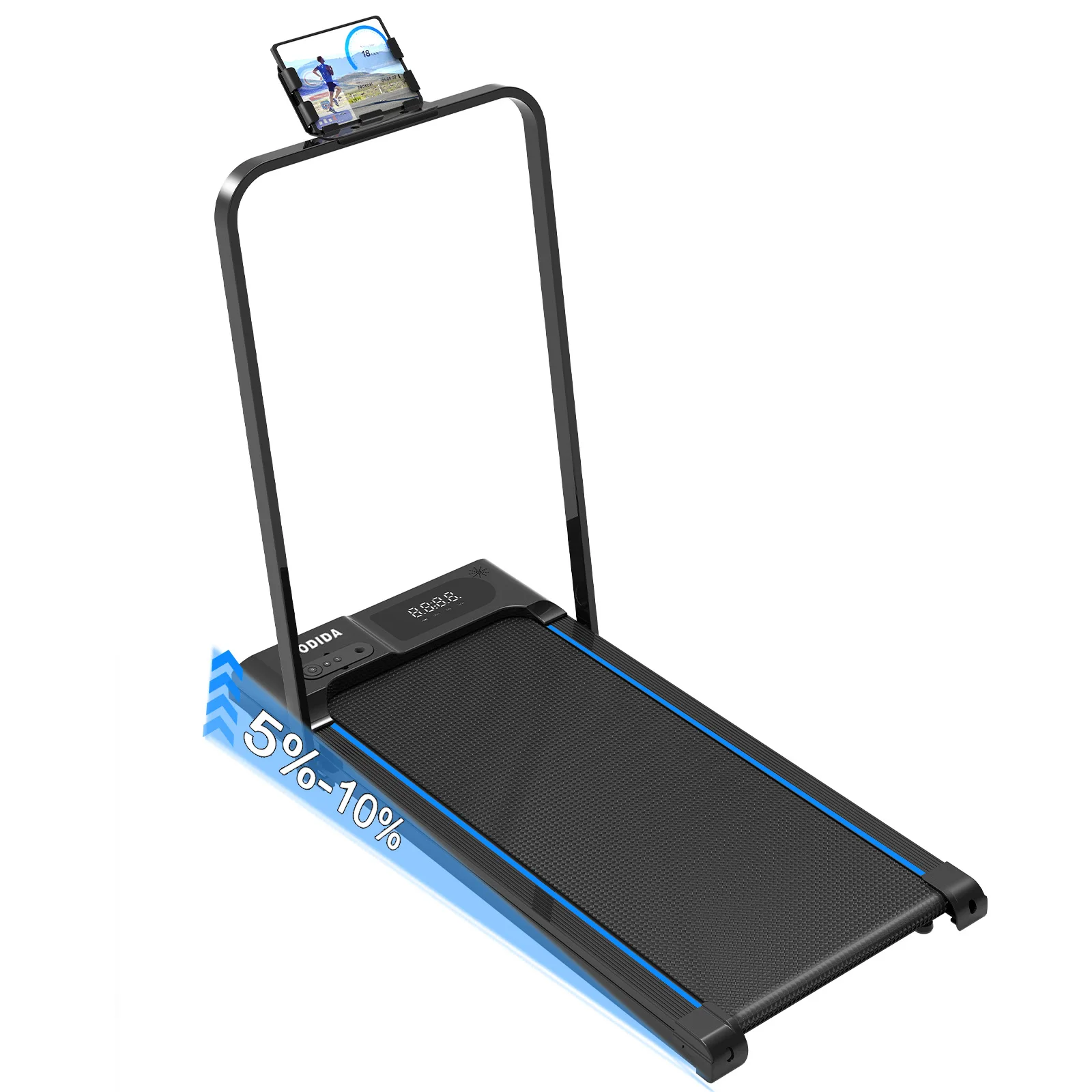 Walking Pad Treadmill with Foldable Handrail, 3.5HP Quiet Motor, 12-Speed LED Display, 300LB Capacity, Portable Under Desk Treadmill for Home Office Apartment Small Spaces