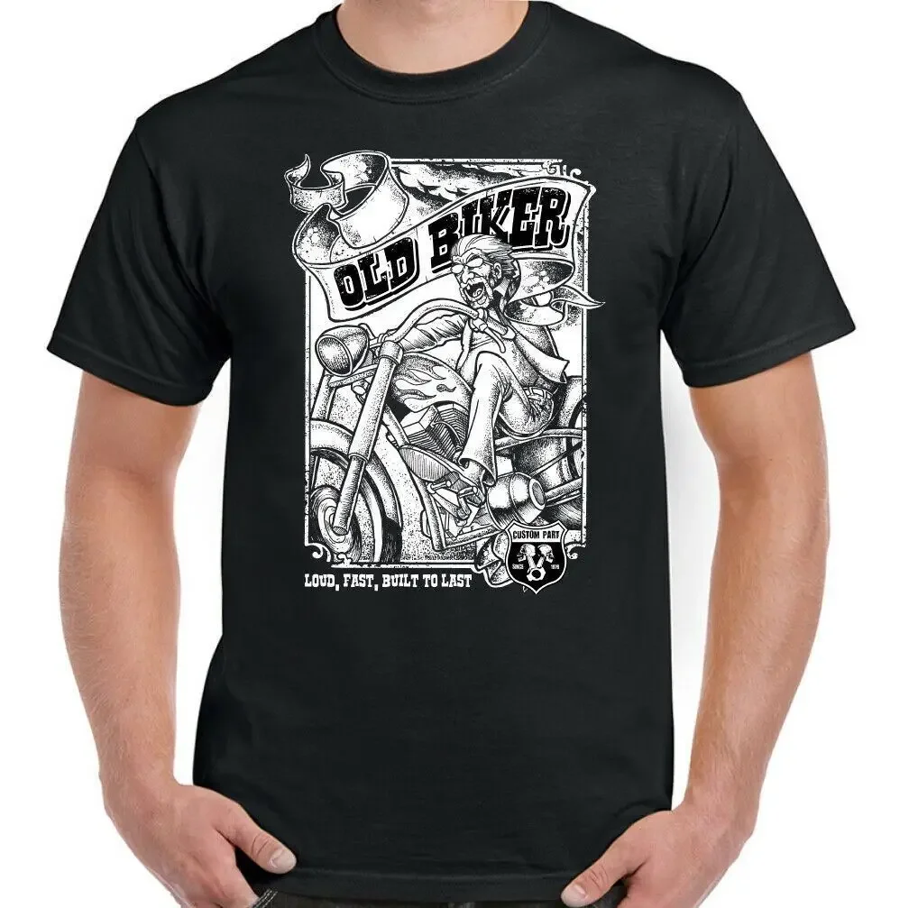 Biker Men Cotton T-Shirt Motorbike Big Size Print Cafe Racer Chopper Classic Big Size Tee New Arrival Motorcycle Top S-4XL