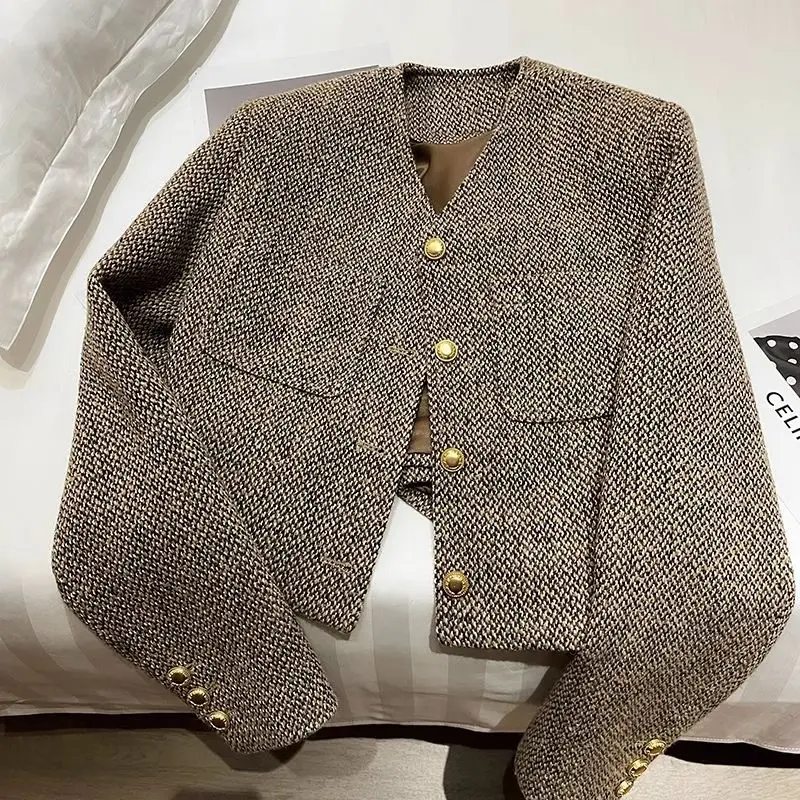 2025 Autumn New Simple French Temperament Celebrity Corrugated Fragrant Top Cardigan Jacket