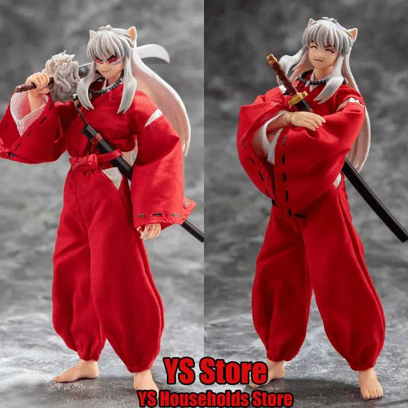 Original 1/12 Red Clothing Inuyasha Soldier Collectible Dolls Japanese Anime Simulation Model Toys 6