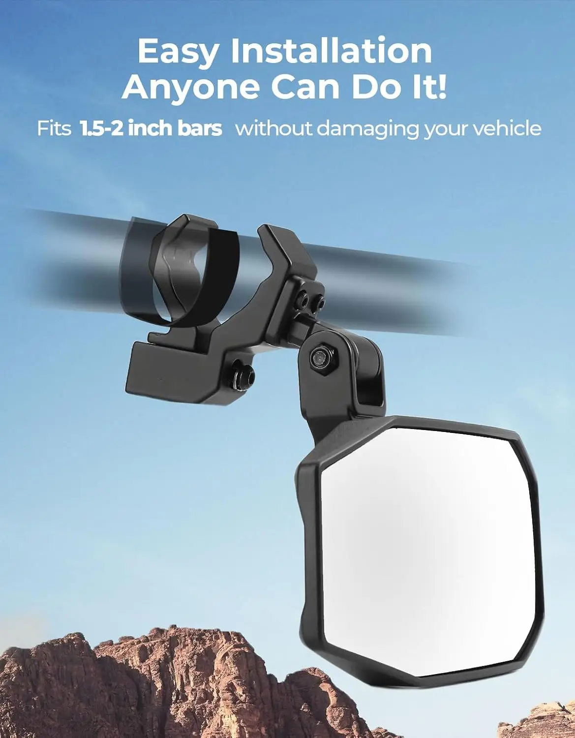 Espejo Retrovisor Universal UTV 360 °   Espejos de ángulo ajustables aptos para roll Cage de 1,5 "-2" compatibles con Polaris RZR 1000 XP