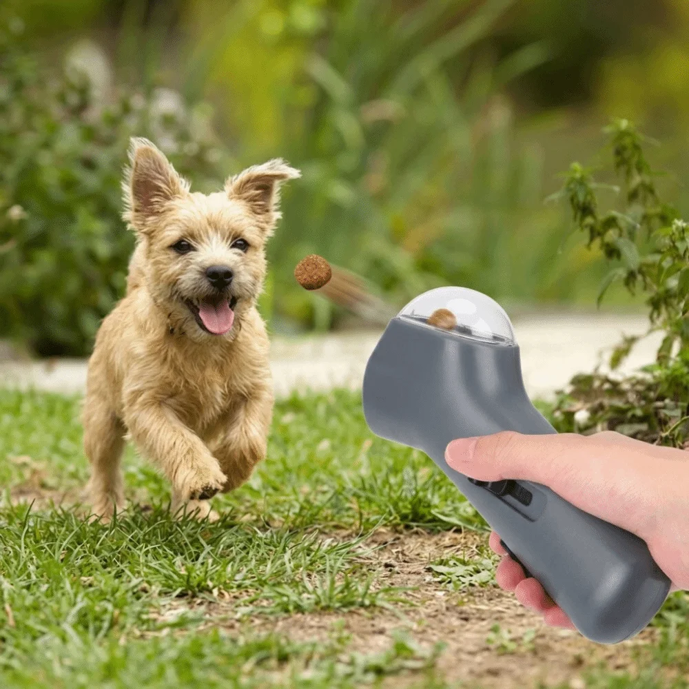 Spring Powered Trigger Pet Food Feeder Single Hand Use Light Weight Build Pet Training Feeder Portable Compact Frame