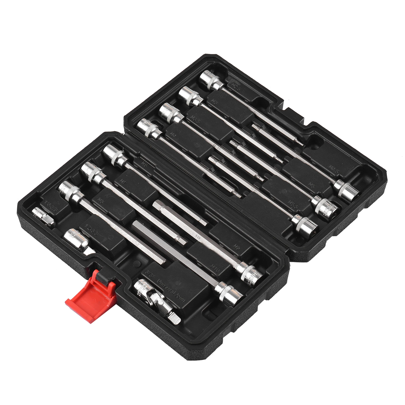 15PCS 3/8” Drive Metric Extra Long Allen Hex Bit Socket Set 12 Pieces Sizes 3mm – 10mm Shaft Length 6” Premium S2 Steel Bits