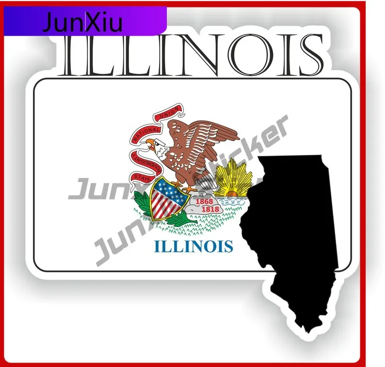

Illinois America Flag Map Sticker Decals For Suv Bumper Moto Rv Stickers Personnalisé Mariage Sticker Camping Car Refit Accessor