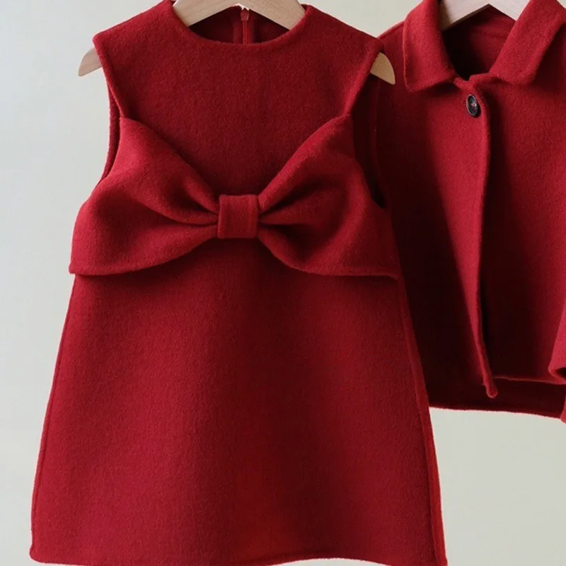 

Children's Clothing2026Spring and Autumn Style Set for Girls, Stylish Dress, Vest Dress, Little Girl Princess Dress, New Year Ou