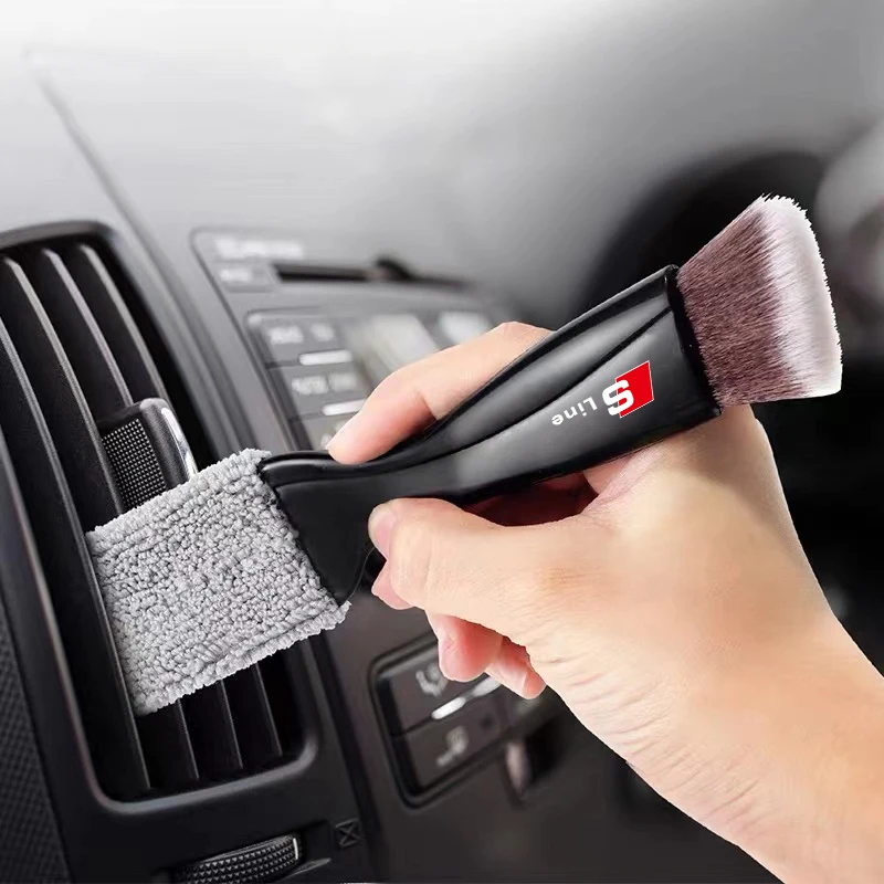 2 In 1 Car Dust Tool Cleaning Brush Accessories For Audi Sline A1 A2 A3 A4 A5 A6 A7 A8 Q1 Q2 Q3 Q4 Q5 Q6 Q7 Q8 TT C6 RS3 RS5 RS7