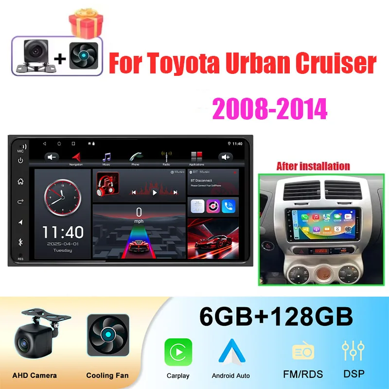 

7'' Head Unit For Toyota Urban Cruiser 2008-2014 6+128GB Apple CarPlay Android Multimedia Player Auto Car Radio Reversing Image