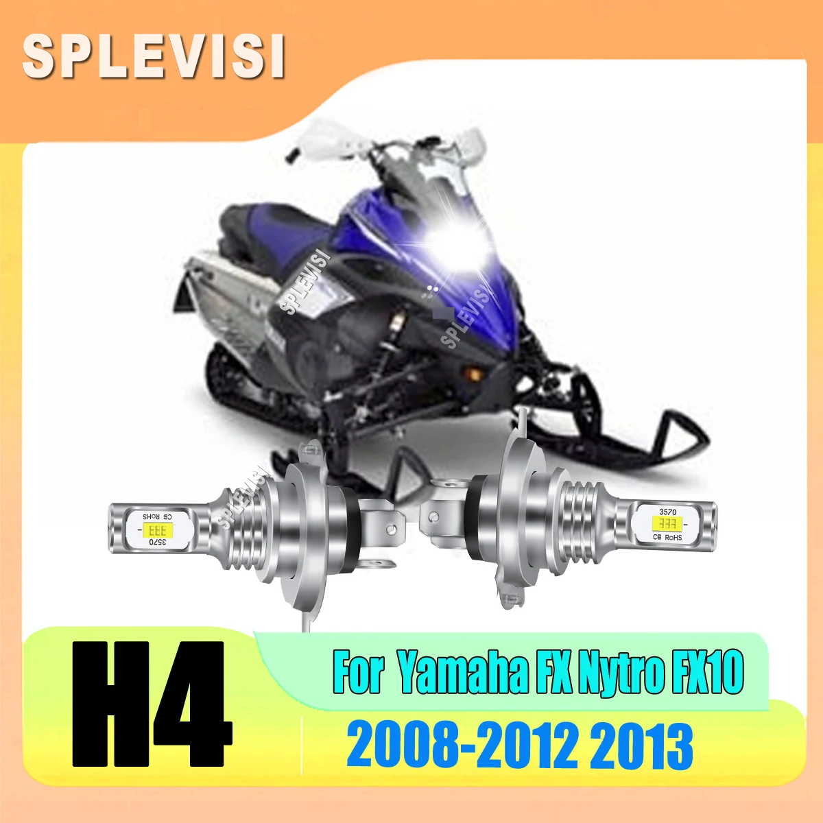 

Snowmobiles LED H4 White Headlight Bulbs improve safety when driving at night For Yamaha FX Nytro FX10 2008 2009 2010 2011-2013