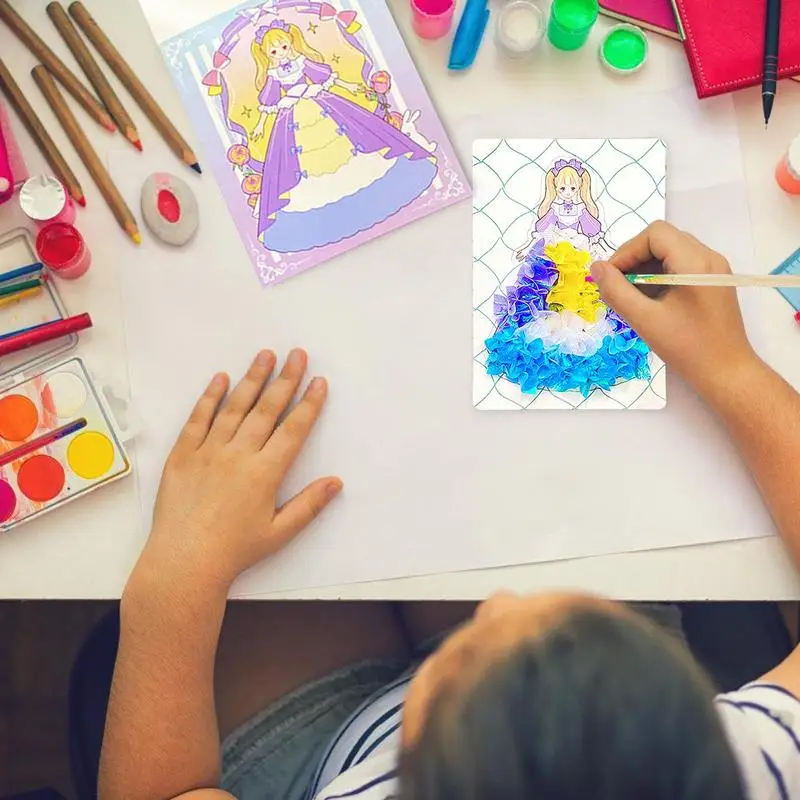 Juego de libros de pintura de acuarela de bolsillo, rompecabezas de pintura de punción, juguetes de Arte de bolsillo, bricolaje para niñas