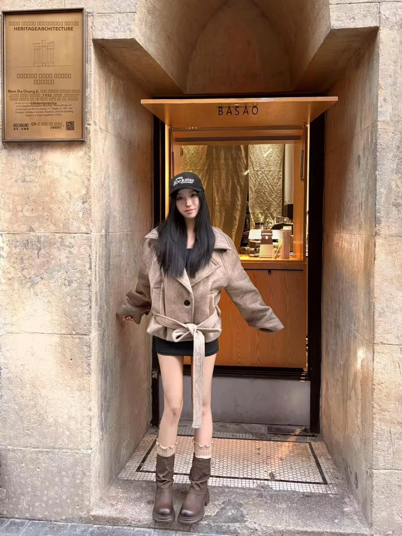 

Double-Faced Woolen ort Coat Women's Waist-Cinching Double-Sided Autumn Winter Faion Commute Sle Thiened Outerwear