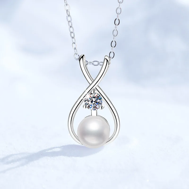 

Platinum PT95018k Gold Necklace, Natural Freshwater Pearl, Light Luxury Pendant, Moissanite Necklace, Princess Diana Style