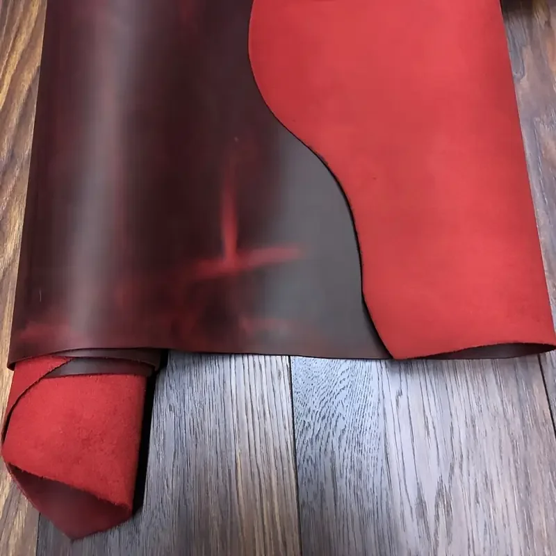 Weinrotes Crazy Horse-Leder, Oberschicht-Rindsleder, farbwechselndes Retro-Öllleder, handgefertigte DIY-Geldbörse, Kartentasche, Handkonto